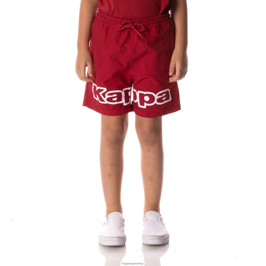 Kappa niños shorts con cinta del logo rojo 4P8JZR622