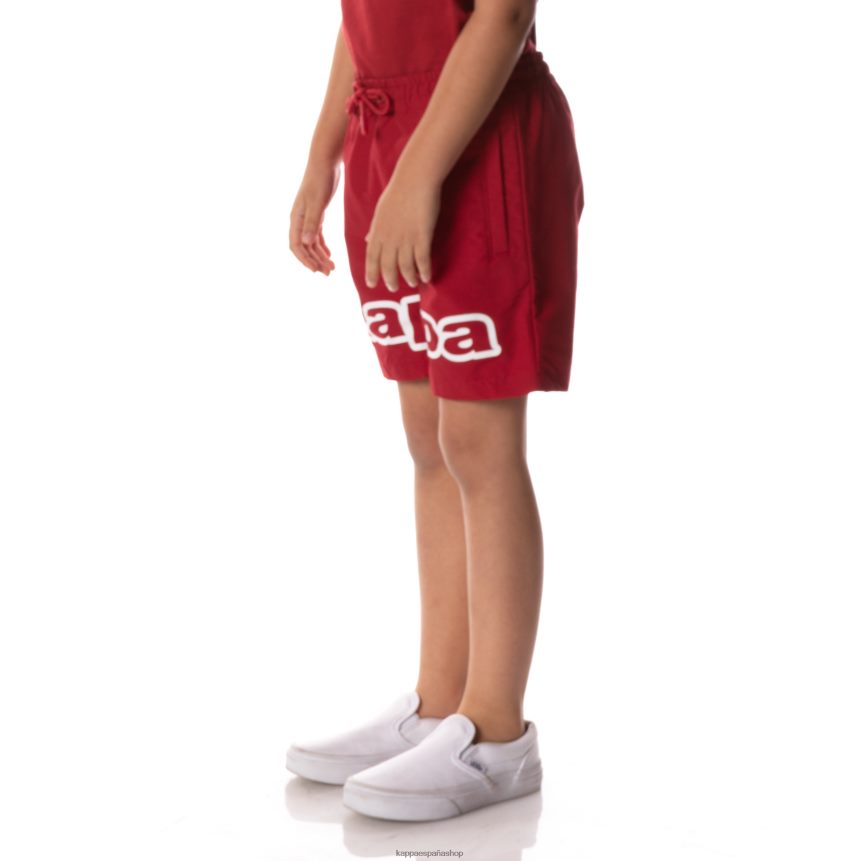Kappa niños shorts con cinta del logo rojo 4P8JZR622