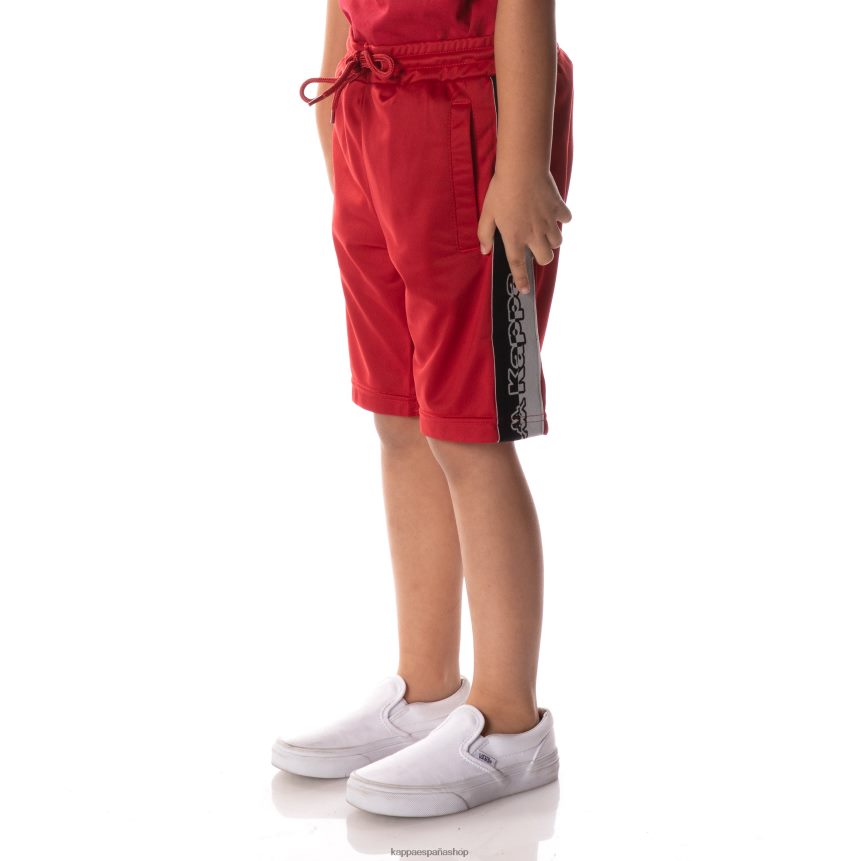 Kappa niños shorts con cinta del logo rojo 4P8JZR629