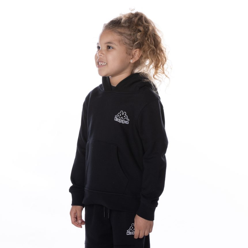 Kappa niños sudadera con capucha y logo de covington para niños humo negro 4P8JZR505