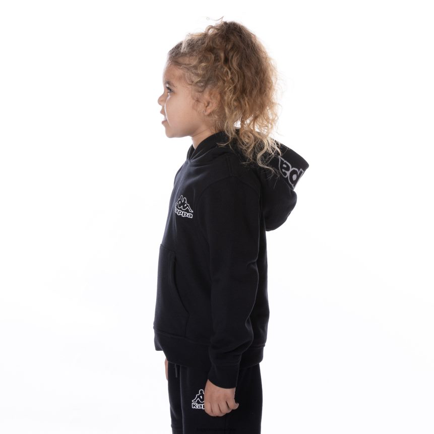 Kappa niños sudadera con capucha y logo de covington para niños humo negro 4P8JZR505